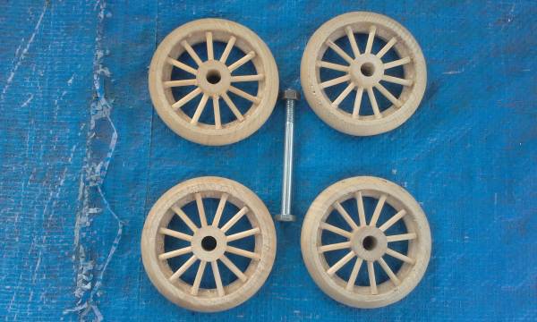 Photo SET OF 4 TOY WOOD WAGON WHEELS....3 INCH $35