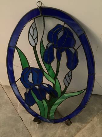 Photo Stained Glass Hanging Oval Plaque 14 x 21 $50