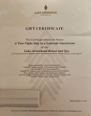 Two Night Stay At The Lake Arrowhead Resort And Spa $250