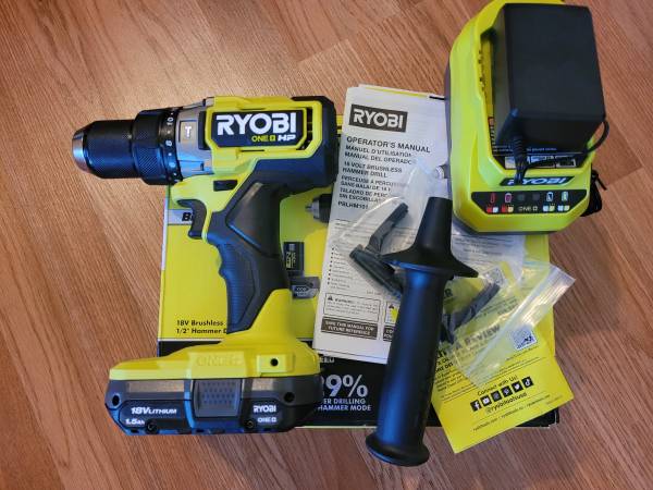 Photo New Ryobi Hp Hammer Drill Cordless Brushless Kit $90 Firm. Picku $90