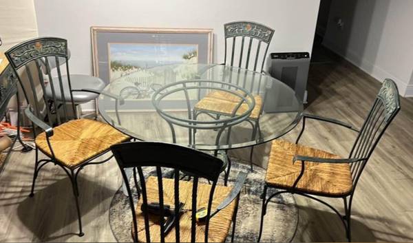 Photo 6 Captains Chairs  Wrought Iron And Glass Table $199