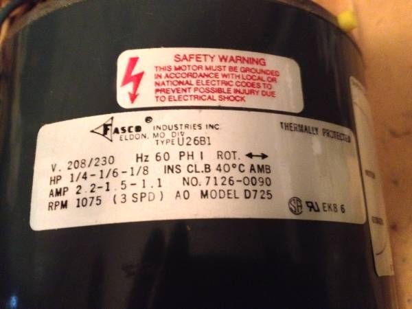 FASCO IND. MOTOR PART # 7126-0090 $100 | Buy & Sell | Phoenix, AZ | Shoppok