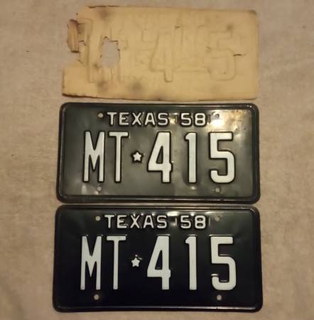 1958 Texas car license plates $140 | Auto Parts Sale | San Antonio, TX