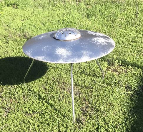Iron Flying Saucer Yard Art Sculpture $45 | Garden Items For Sale